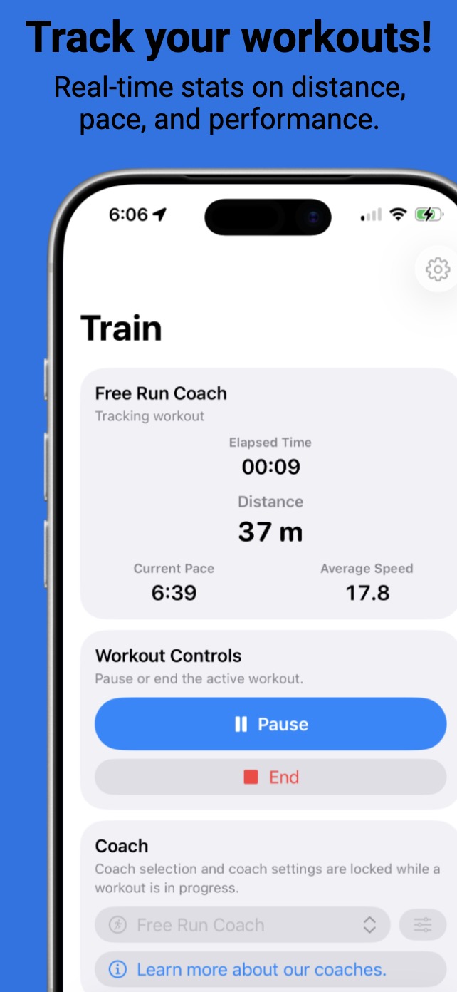 RacePacer Coach overview screen