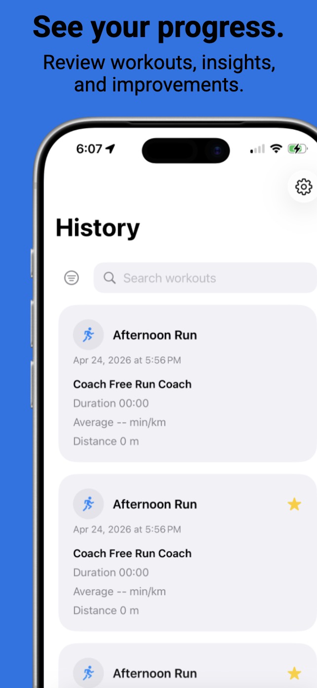 RacePacer Coach coach selection screen